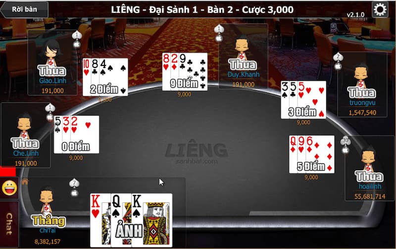 Thứ tự các bộ trong liêng
